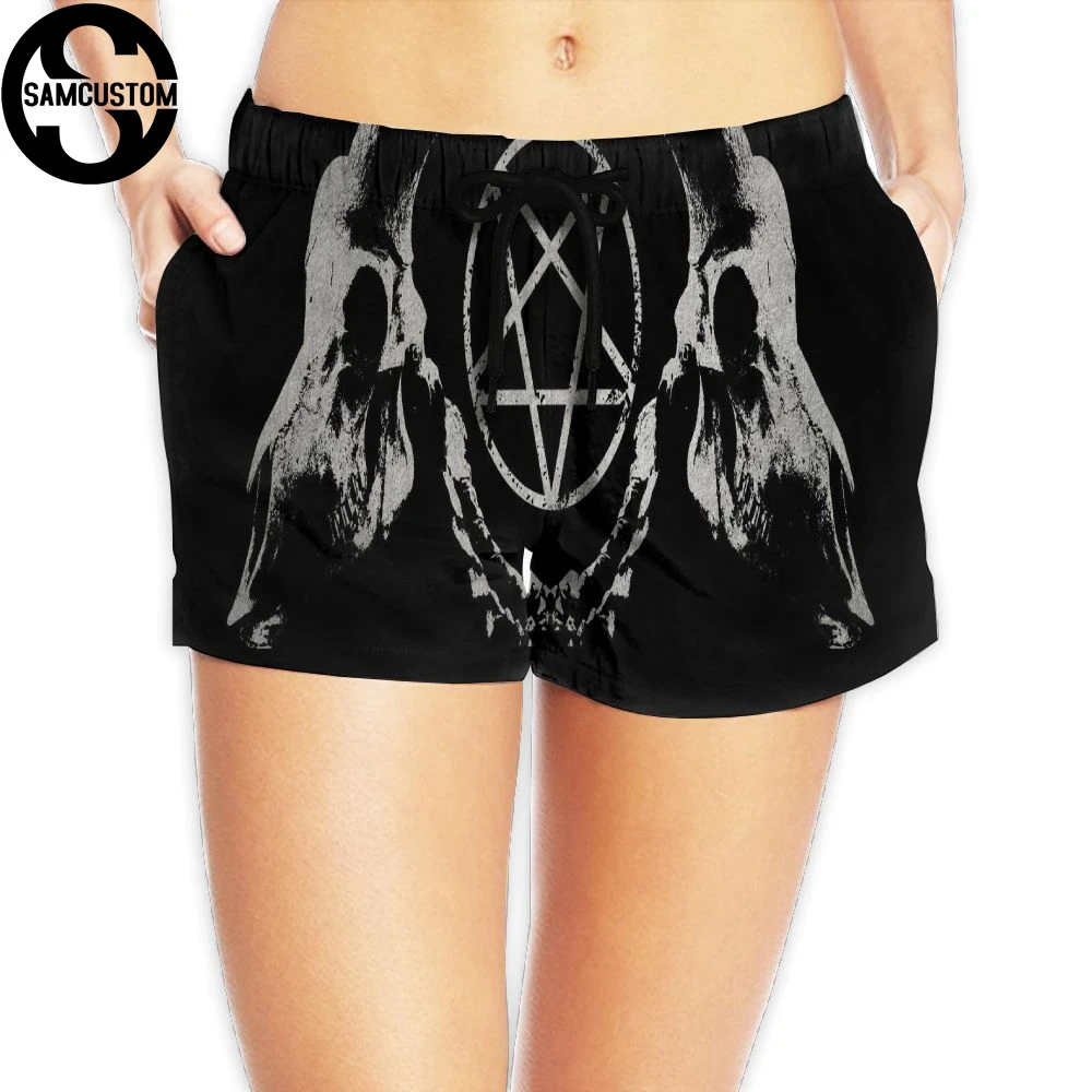 

SAMCUSTOM New Women's Quick-drying Beach seaside Casual Shorts satan evil logo 3D printing Custom Summer Girl Home Shorts