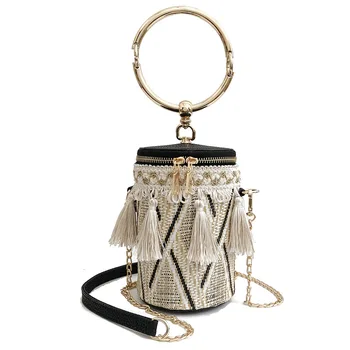 

Spring Summer Women 3 Color Braided Bucket Type Fashion Tide Removable Multifunction Wild Handbag New Shoulder Bag A458