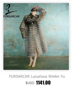 FURSARCAR Fashion New Real Fur Parka Women Thick Luxury Silver Fur Collar Jacket Winter Fur Female Black Parkas Plus Size