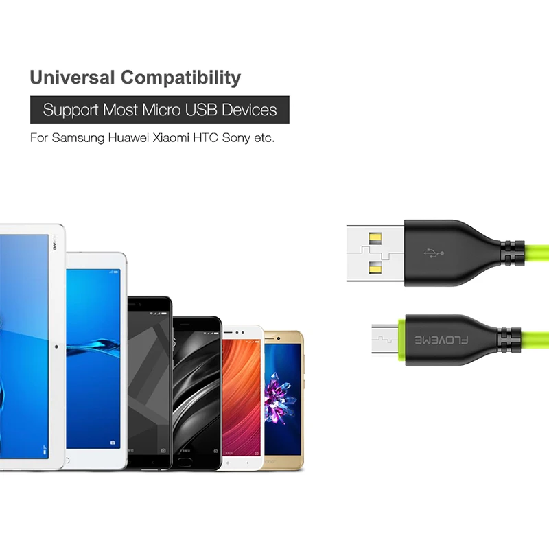 FLOVEME 5 V/2.2A микро USB кабель 1 м/0,3 м Мобильный телефон USB кабель для samsung Galaxy S7 S6 для Xiaomi Redmi Note 4 4X зарядный кабель