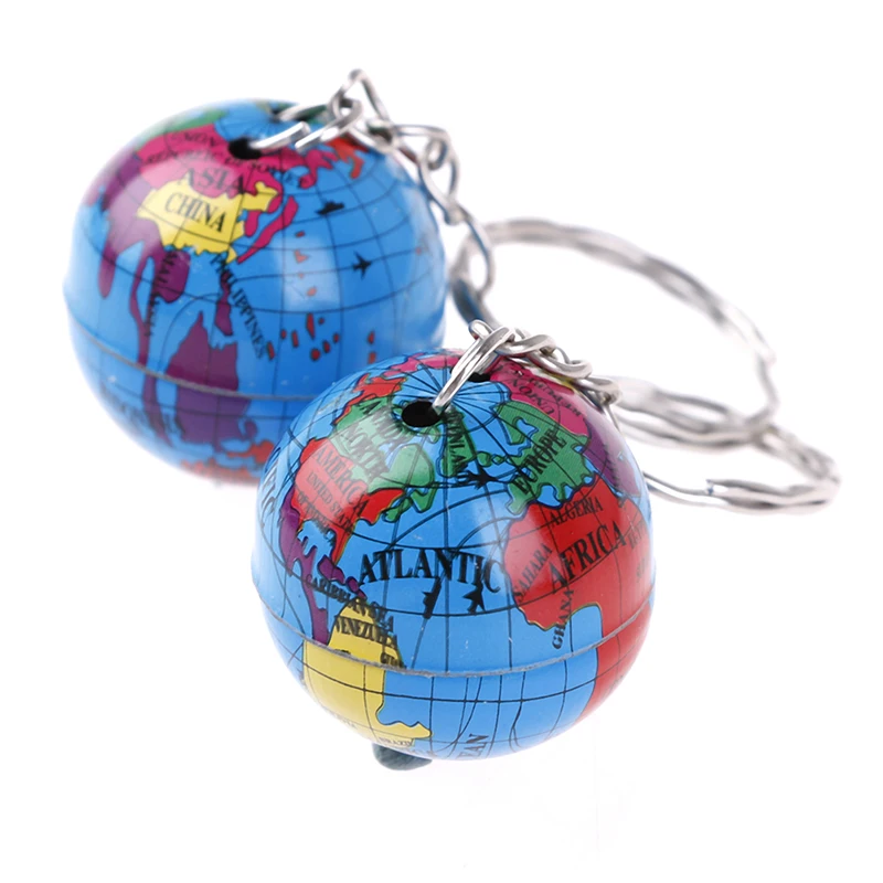 

HWetR Hot New 2Pcs World Map Globe Keychain Jewelry Earth Globe Art Pendant Keychains Gift