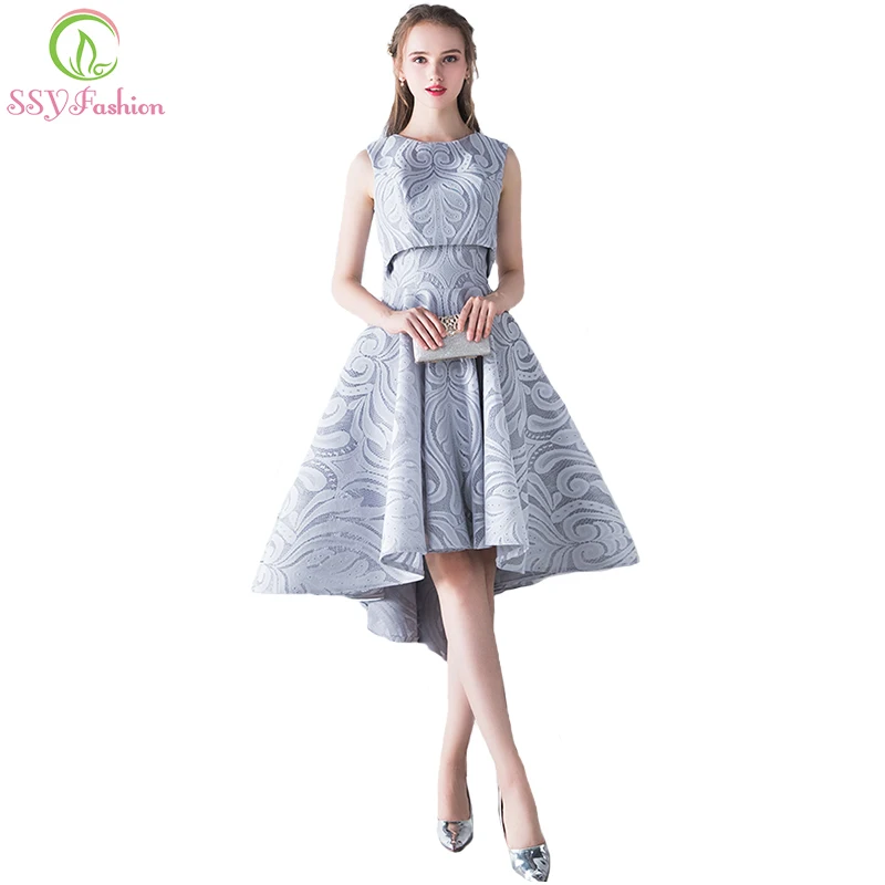 ssyfashion 2017 new simple elegant evening dress bride grey lace two simple elegant