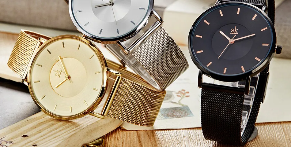 Shengke женские часы лучший бренд Роскошные черные кварцевые часы женские часы-браслет Reloj Mujer подарок на женский день# K0059