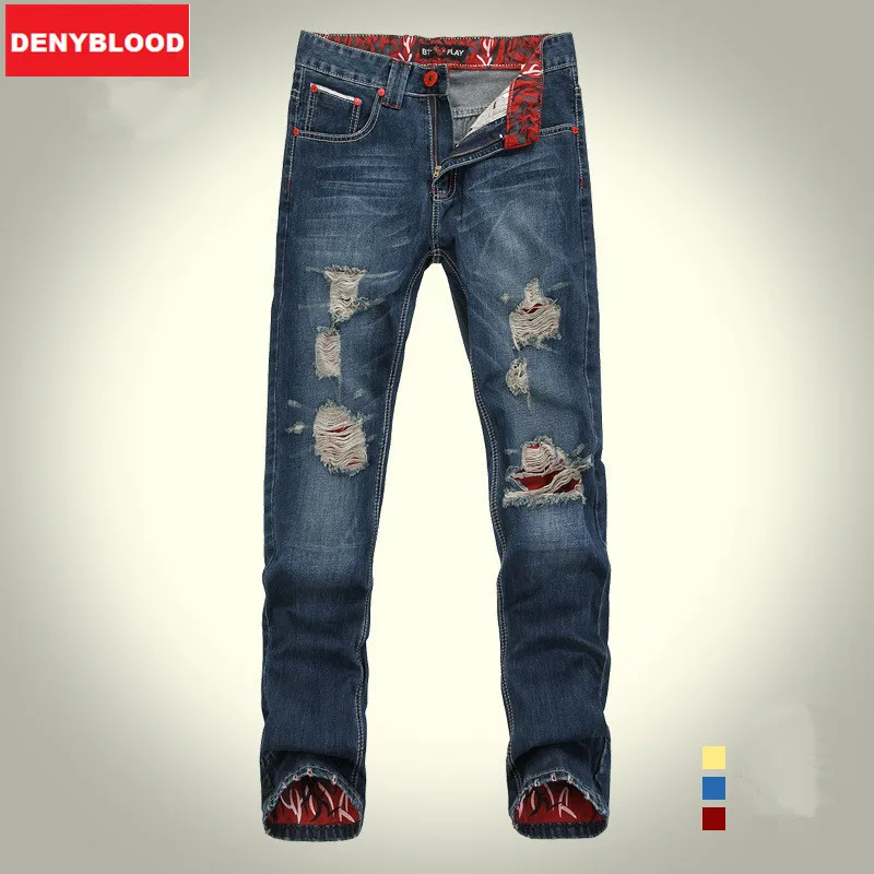

Brand 2015 Cotton Denim Ripped Jeans Pants Men, Skinny Jeans, Vintage Hole Patchwork Printed Jeans Trousers Plus Size L109