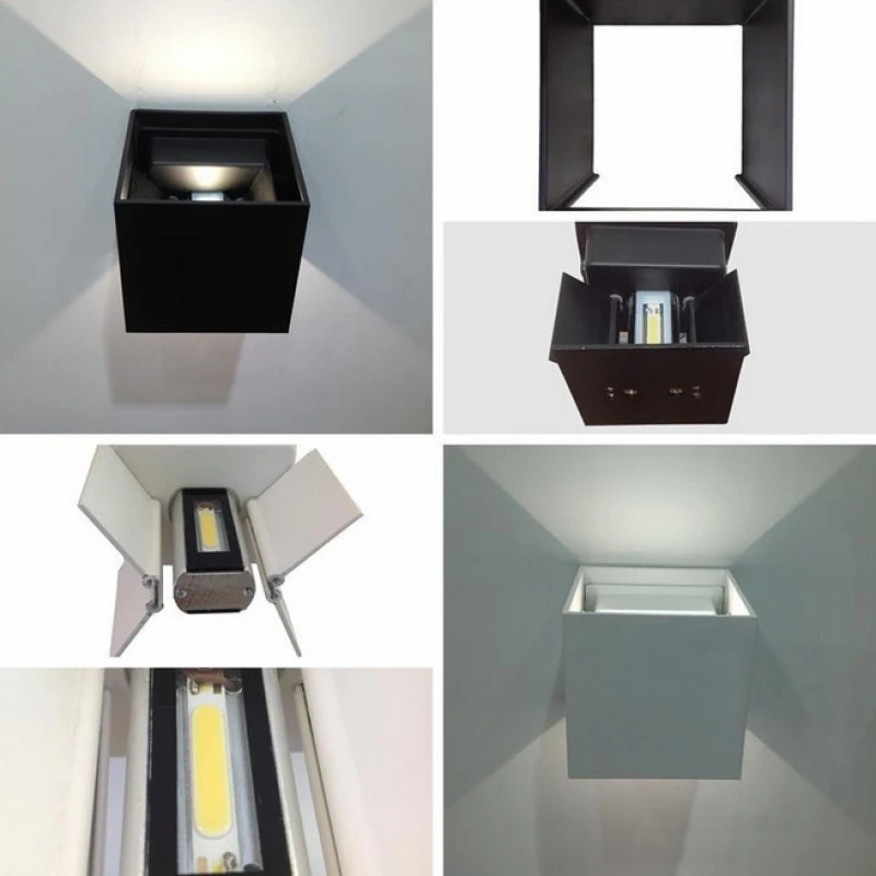 7W IP65 Black Surface Mounted LED Wall Lights Outdoor Cube Lamp