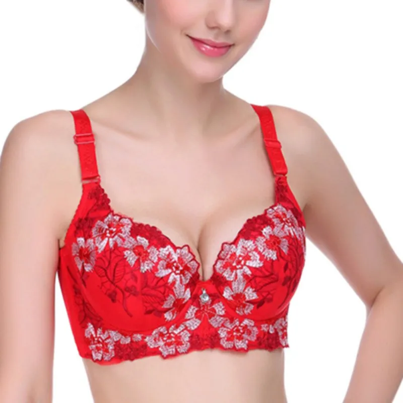 

Women Elegant Underwire Flower Bras Embroidery Ladies Wedding Arrival Everyday Floral Push Up New