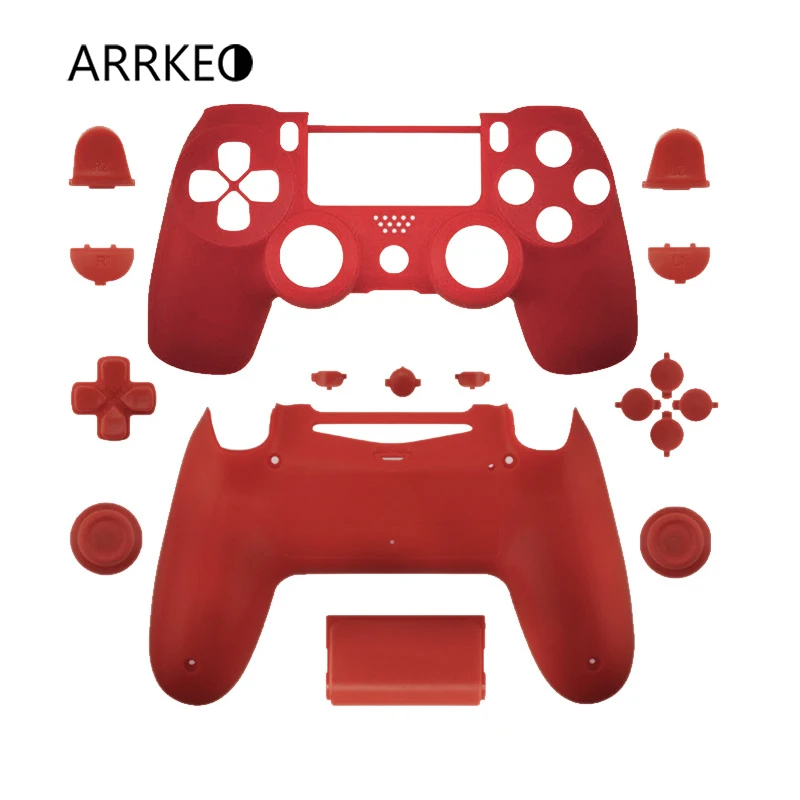 

ARRKEO Red Full Shell And Buttons Mod Kit For Playstation 4 Slim PS4 Pro JDS 040 Dualshock 4 Wireless Controller Case Cover