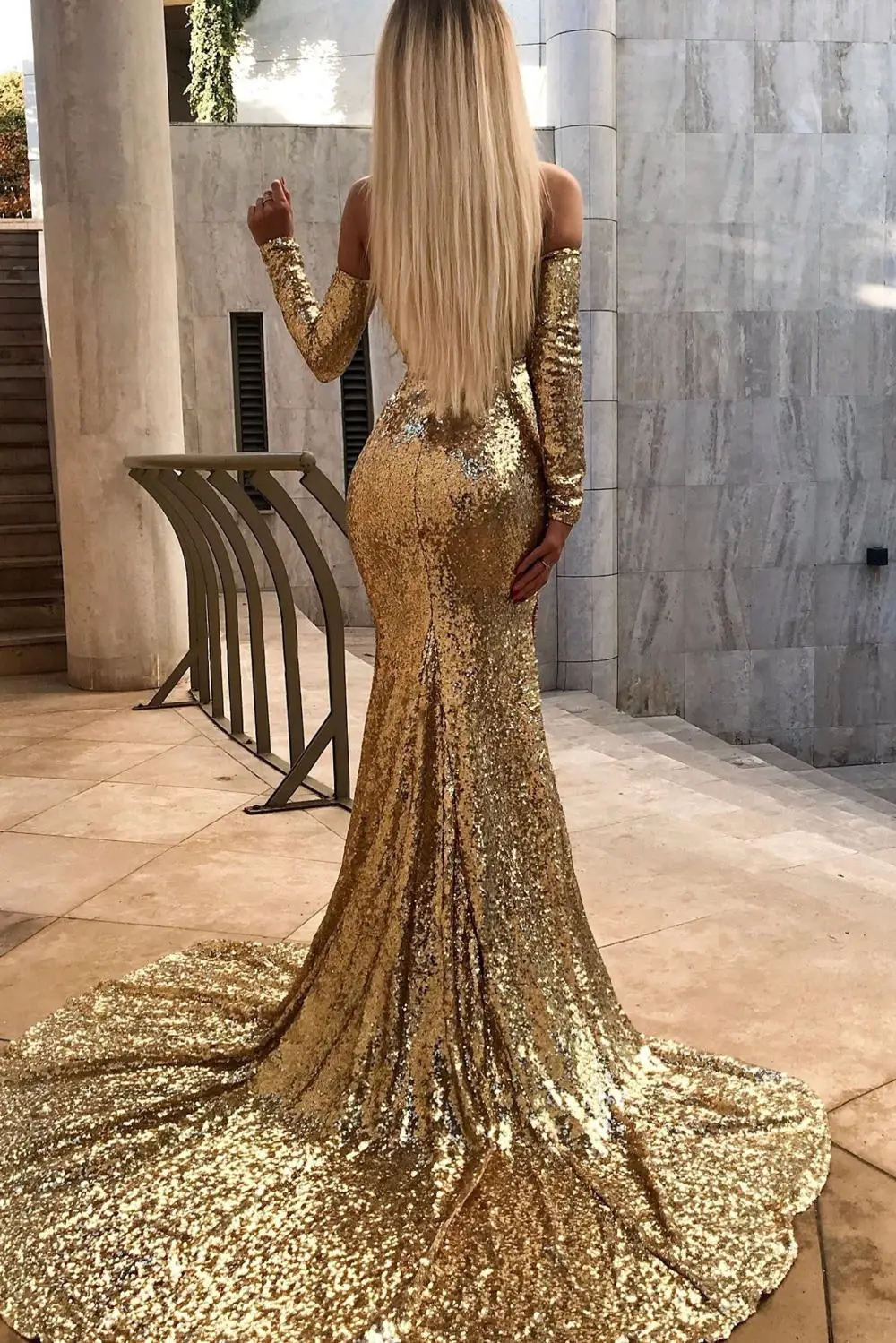 Vestido de festa 2019 милое блестящие золотистые блестки Русалка длинное вечернее платье