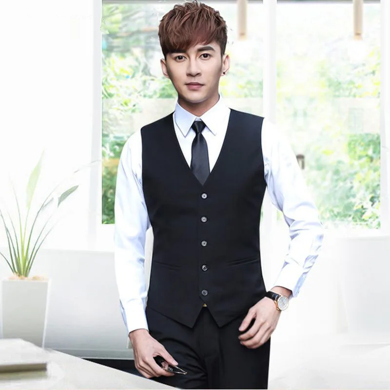 Mens Suit Vest Brand Clothing Business Casual Slim Wedding Waistcoats ...