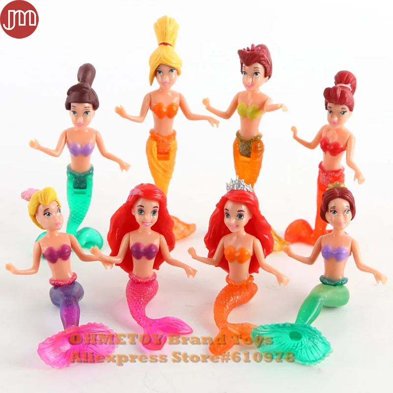 

OHMETOY 8PCS Princess Story Toys The Little Mermaid Ariel Action Figure Mini Dolls Play house Cake Topper 10cm Girl Gifts