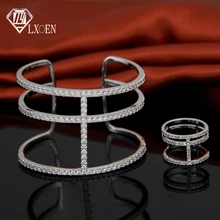 LXOEN, роскошные изысканные брендовые кольца, наборы для женщин, модный регулируемый браслет, вечерние Ювелирные наборы, подарок для свадьбы