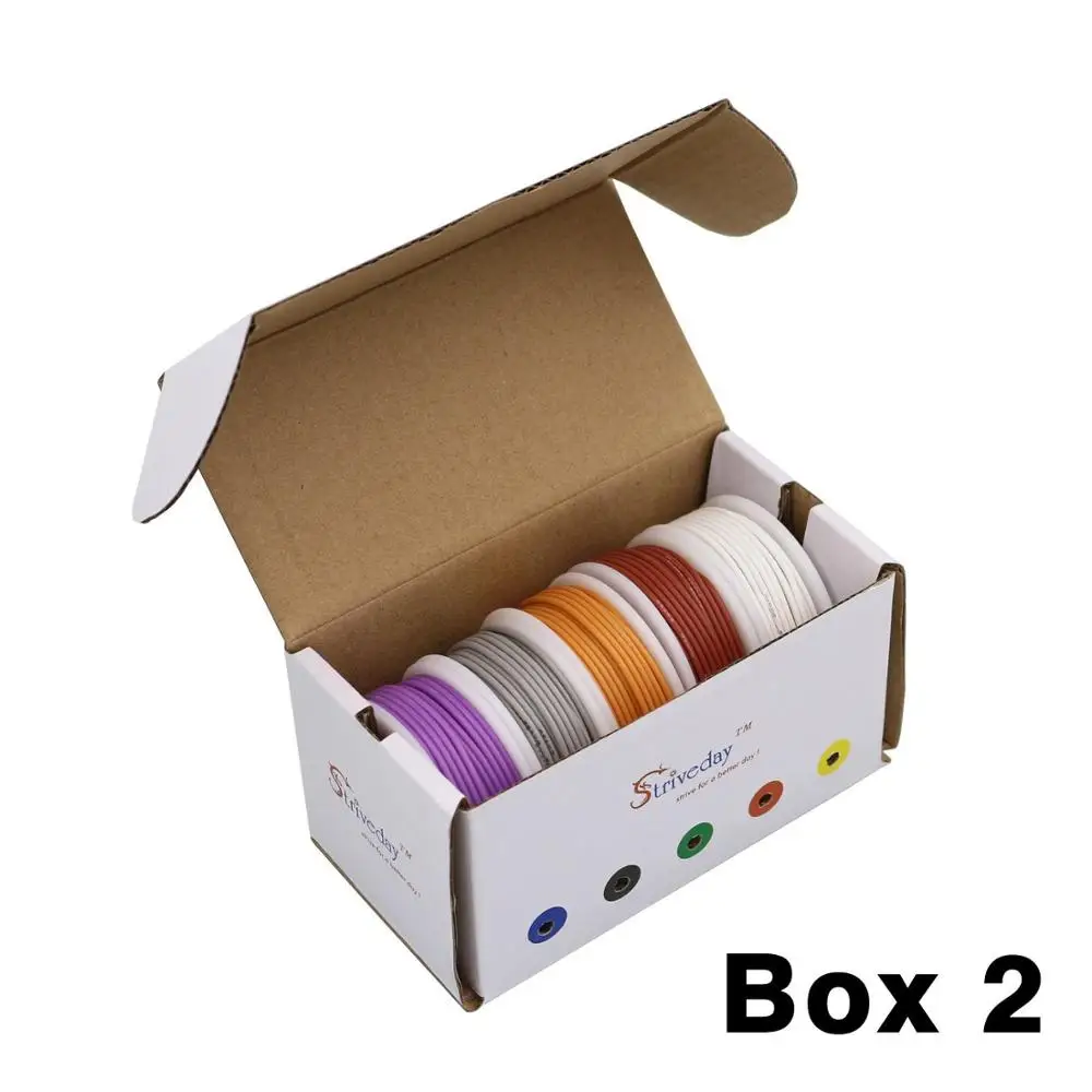 50 м/коробка 164 фута 28 AWG гибкий силиконовый провод 5 цветов коробка для смешивания 1/коробка 2 луженая медная проволока электронная проволока DIY - Цвет: box 2