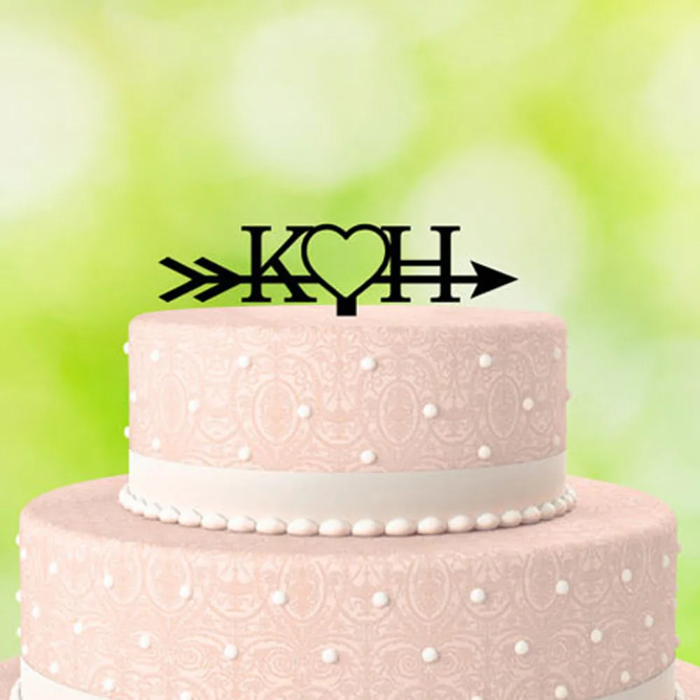 

Personalized Wedding Arrow Cake Topper,Custom Bridal Shower Cake Topperfor Weddings Wedding Cake Topper