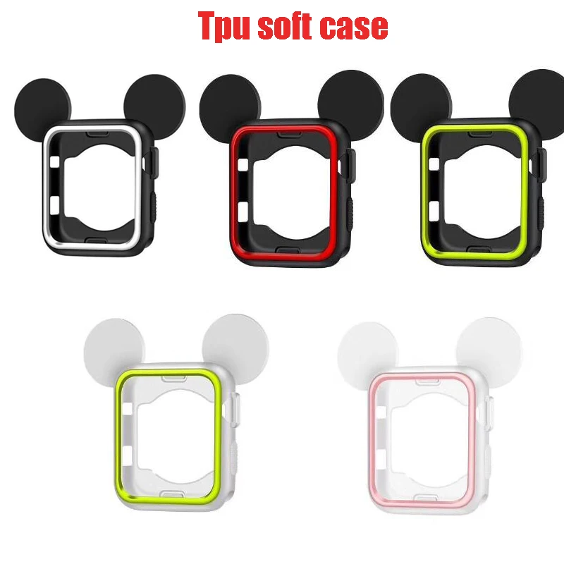 

Silicone Cover Frame Soft Rubber Protective mickey Case For Apple Watch cartoon cover For iwatch 3/2/1 38mm 42MM