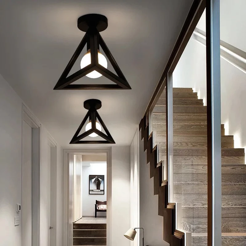  Vintage E27 Ceiling Lights Iron Black Ceiling Lamp Retro Cage Light Kitchen Fixtures Luminaria Lamp - 32946552087