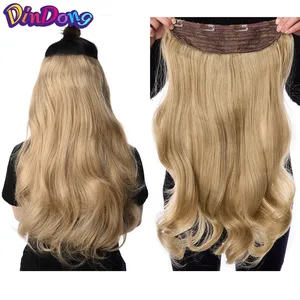 DinDong клип в наращивание волос синтетические волнистые 24 дюймов 190 г Премиум термостойкие волосы 613 # блондинка коричневый 19 цветов в наличии - изображение