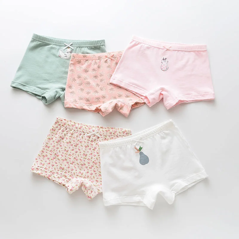 

HPBBKD 5Pcs/lot Girls Cotton Boxer Briefs Girl Panties Girls Boxer Shorts Children's Panties Kids Underwear For 2-14 Years GU208