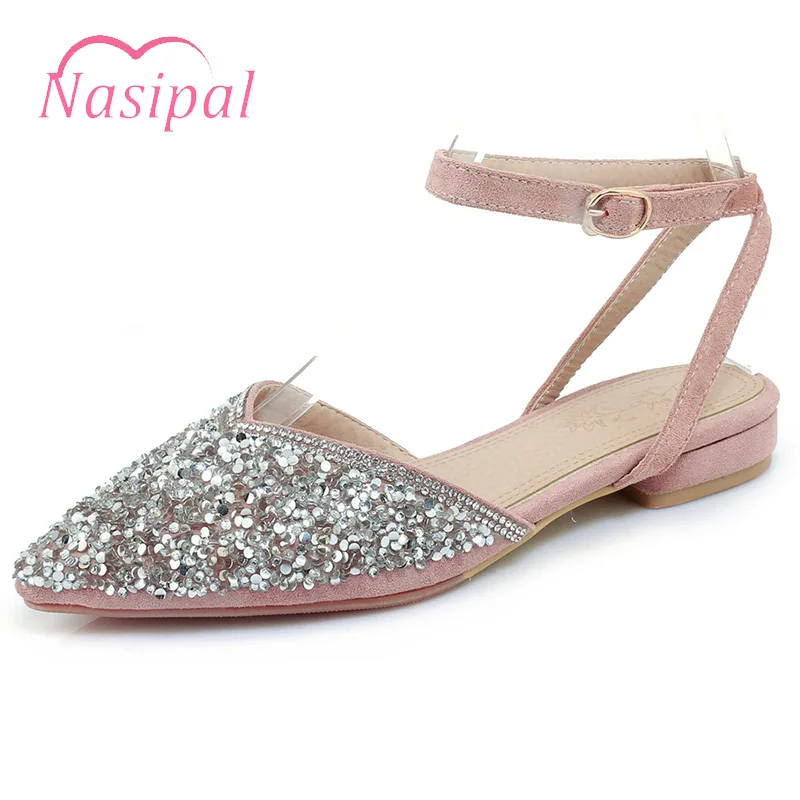 

Nasipal Women Sandals Flat Slingback Sandals Glitter Pointed toe Women Summer Shoes Office Casual Sandals New Fashion 2018 C520
