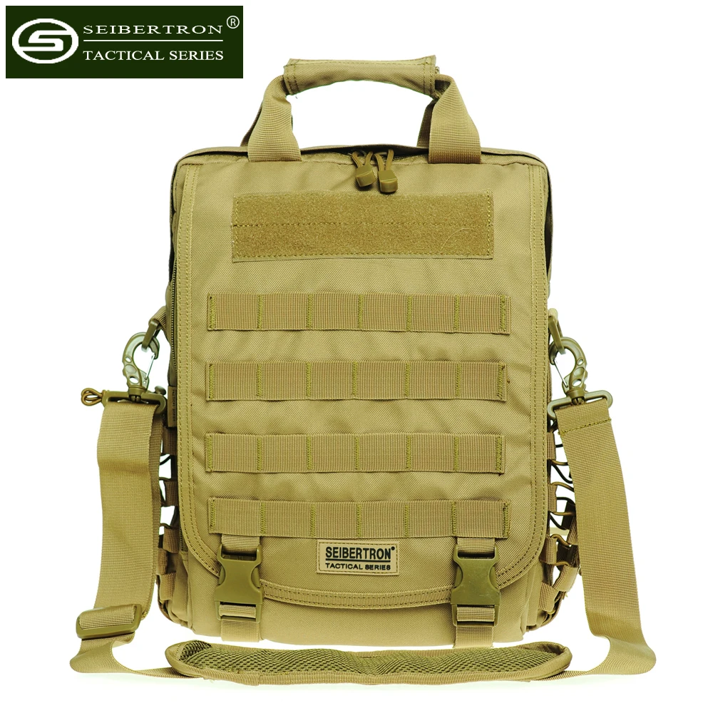 Seibertron waterproof Molle Tactical 14"(inch) Laptop Sling BAG Backpack Black Brown