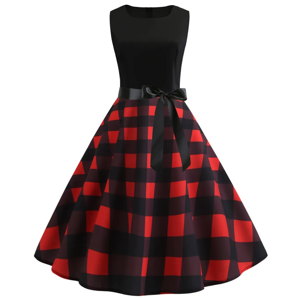 

Summer Dresses Casual a line Floral Print Robe Vintage Rockabilly Dress Women Sexy Sleeveless Office Party Midi Dress Plus Size