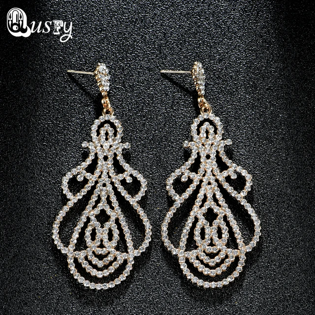 India Jewelry Full Crystal Chandelier Dangle Earrings For Women India Jewelry Full Crystal Chandelier Dangle Earrings For Women Fashion Austria Rhinestone Gold Color Wedding Earring