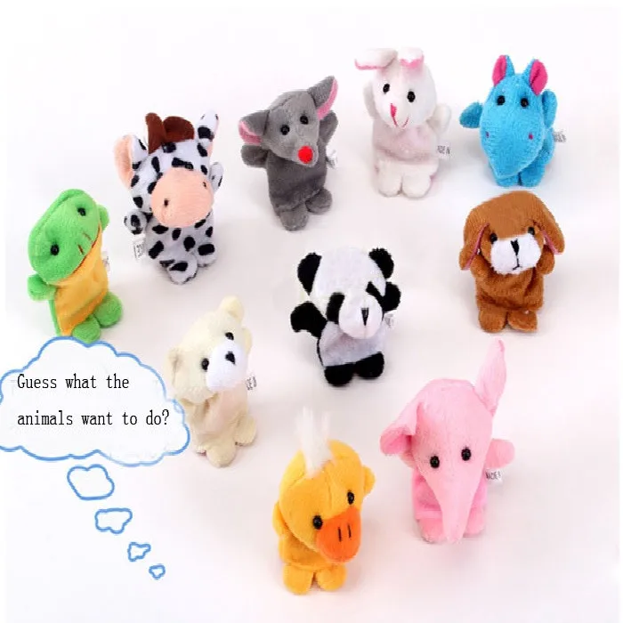 10pcs/lot Animal Cartoon Biological Finger Puppet Plush Toys Baby Cloth Educational Hand Toy Story Finger Dolls NEWST