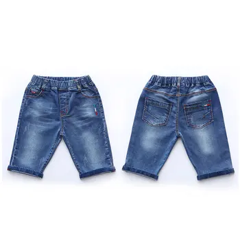 2019 Summer Kids Boys Denim Elastic Waist Knee-length Pants Children Cowboy Shorts Soft Cotton Jeans Shorts Baby Boys Clothing 5