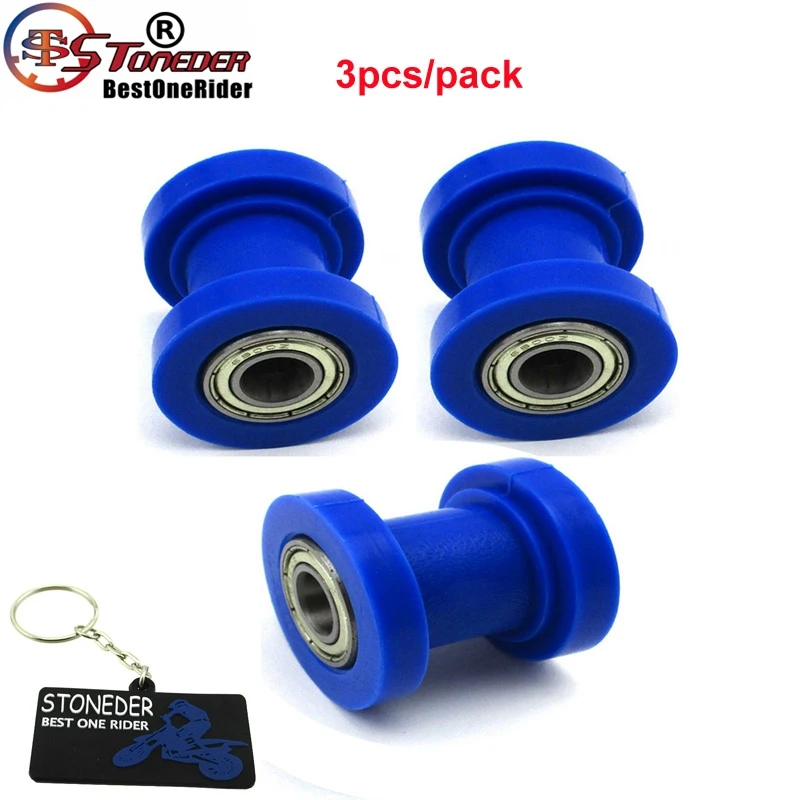 STONEDER 3x 10mm Blue Rubber Chain Roller For 50cc- 250cc BSE Apollo Kayo Braaap Taotao Piranha DHZ GPX Dirt Bike Motorcycle