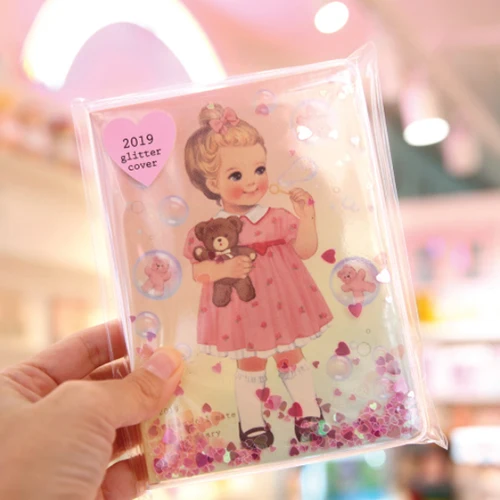 

Cute Lovely Doll Glitter Shining Diary Monthly Daily Planner 240P 11*15.2cm Free Shipping