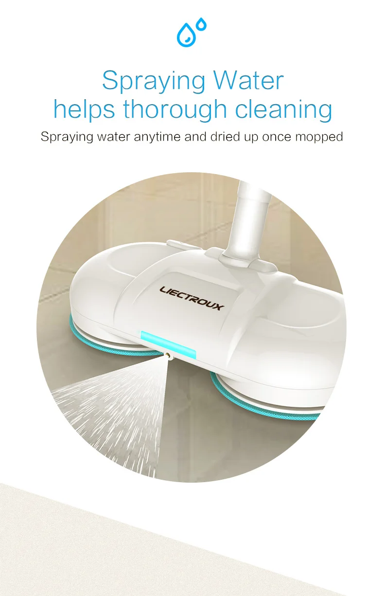  LIECTROUX Cordless Electric Mop with Water SpayWaxing Moping Pad Wet Floor Robot CleanerLow Noise L - 33057496284