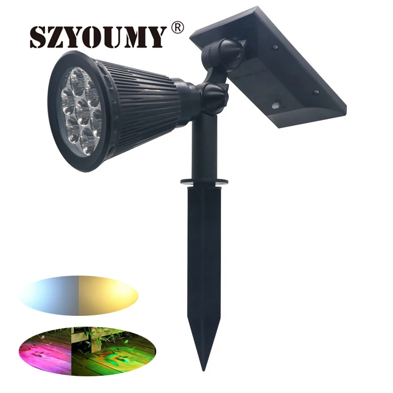 

SZYOUMY 7 LED Auto Color-Changing Solar Spotlight Outdoor Lighting Solar Powered Security Landscape Wall Light Outdoor Garden