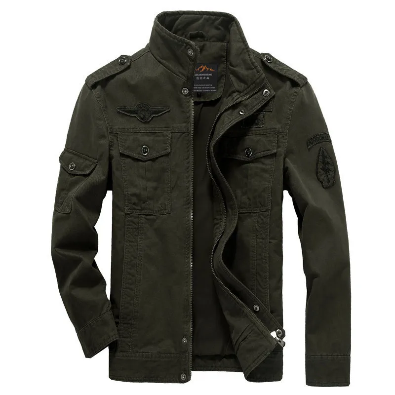 Куртка мужская Модная хлопковая джинсовая военная куртка размера плюс 6XL Мужская jaqueta masculina Pilot верхняя одежда спортивная джинсовая куртка - Цвет: Зеленый