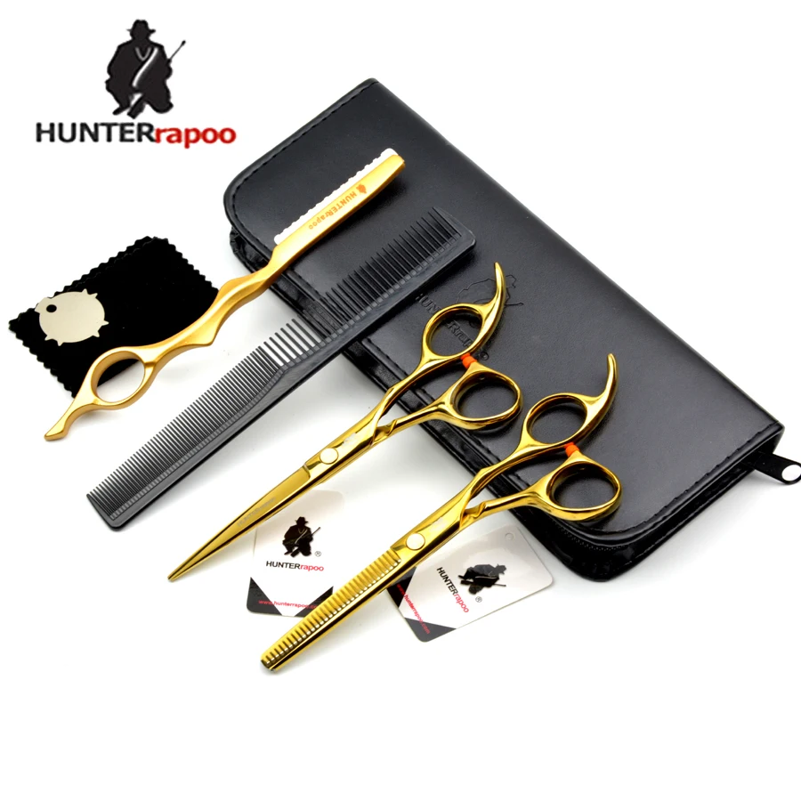 

HYNTERrapoo Razor and Hair Cutting Thinning Shears 6inch Gold HT9128 Item Hairdresser Salon Scissors Set Straight Styling Shears