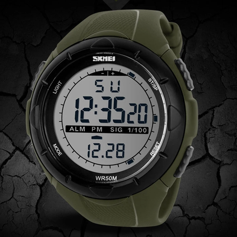 

SKMEI Brand Mens LED Digital Military Watch Men Sports Watches 5ATM Swim Climbing Fashion Outdoor Casual Men Wristwatches 2017