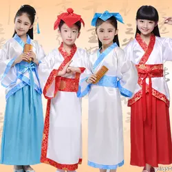 Детский Китайский народный танец Hanfu древний костюм Китайская традиционная одежда Хан Китай танцевальные костюмы сценическая одежда