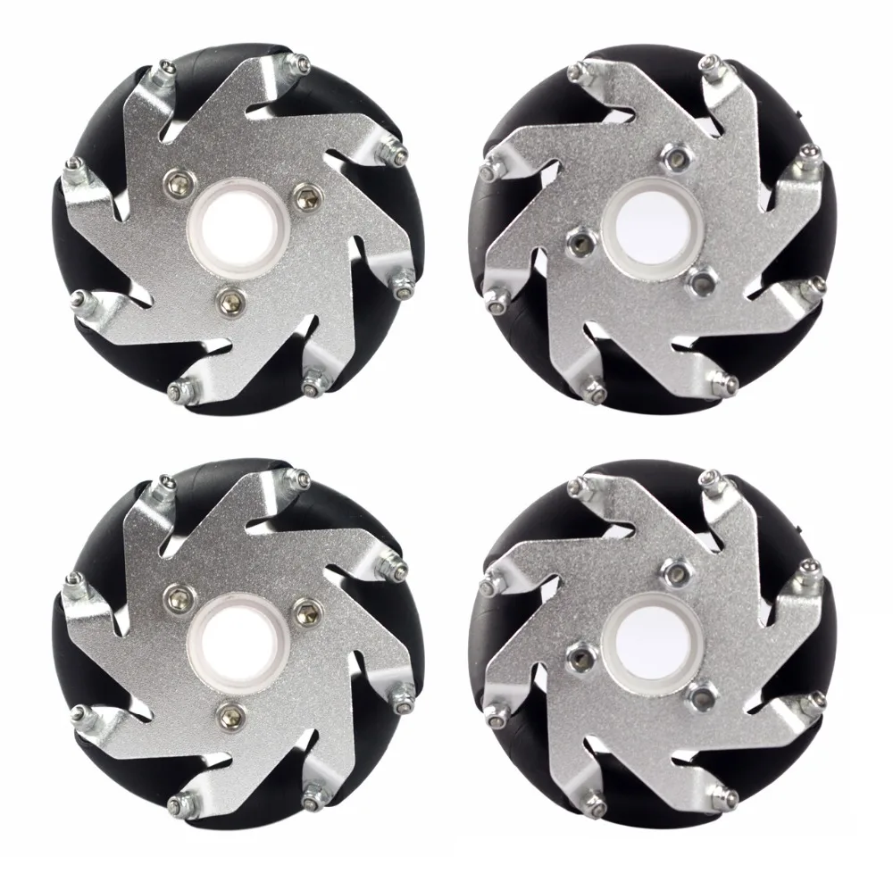 4pcsLot 60mm Aluminum Mecanum Wheel Set(2 Left,2 Right) Omni Universal Wheels Robot Competition DIY Robot Car Chass RC Toy