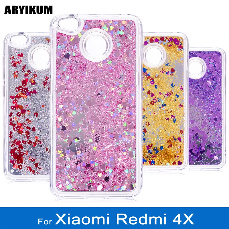 For Coque Xiaomi Redmi 4X TPU Case 4 X Cover Silicone Transparent Glitter Dynamic Liquid Phone Cases Xiami |