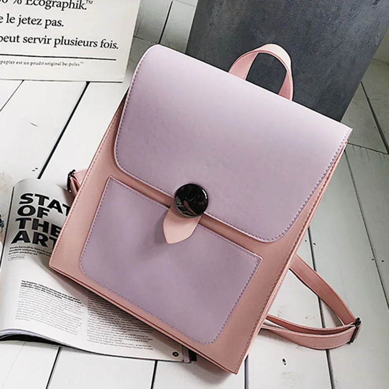 

Simple PU Leather Backpack College Student Shoulder Bag for Women Girls KA-BEST