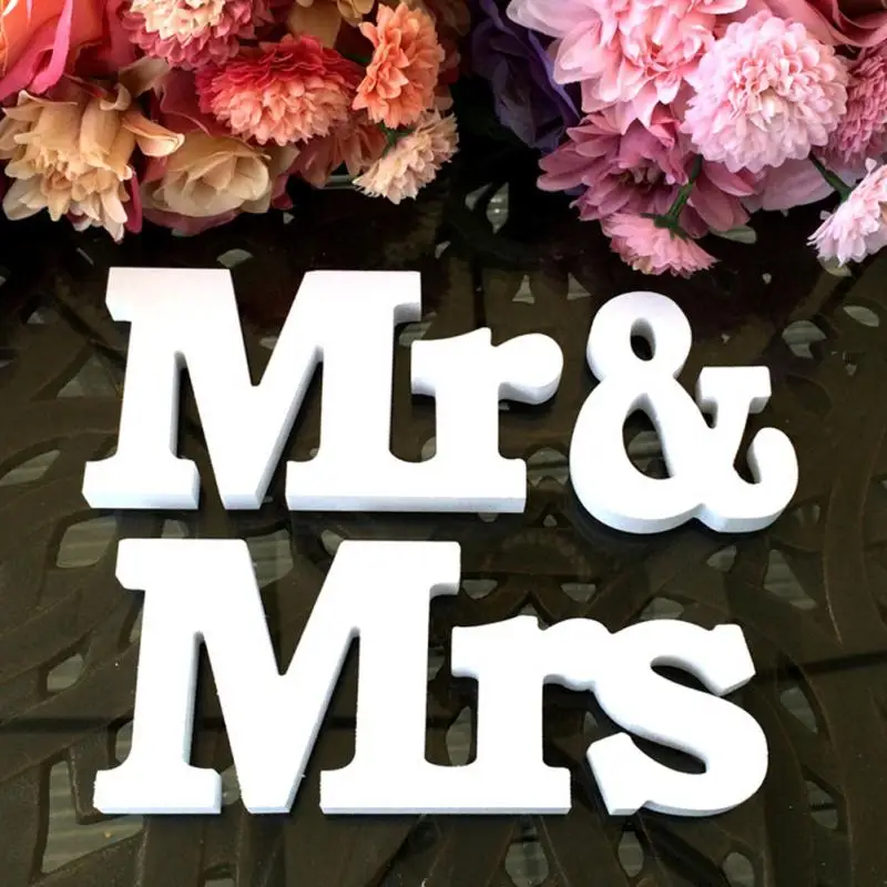 Wedding Reception Sign Solid Table Centrepiece Decor Mr&ampMrs+LOVE Wooden Letters | Дом и сад