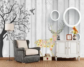

Simple nordic style abstract tree deer wallpaper murals papel de parede for the living room kids'room sofa TV wall kitchen cafe
