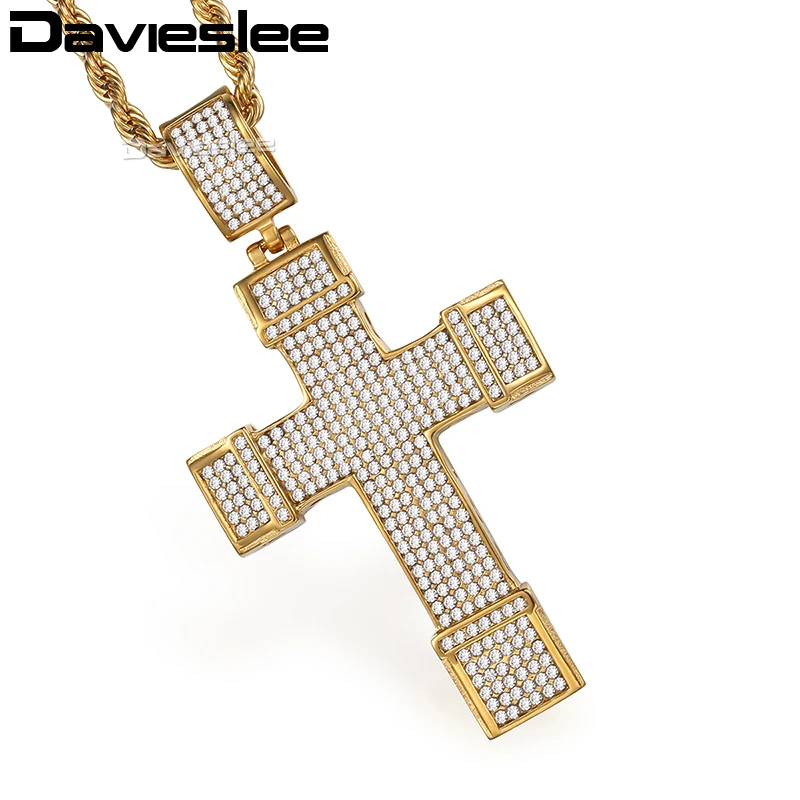 Davieslee льдом крест-подвеска с фианитами Цепочки и ожерелья для Для мужчин
