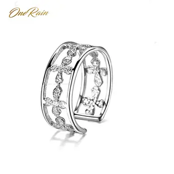

OneRain 100% 925 Sterling Silver Natural Spinal Cubic Zirconia Gemstone Wedding Engagement Opening Adjustable Plant Ring Jewelry