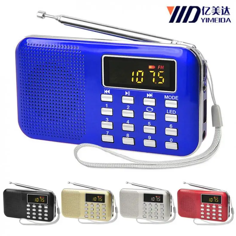 Beli Portable FM Radio FM DAB Radio Portatil AM FM Radyo MP3 Ponsel Musik Player Speaker Mendukung TF Kartu U Disk bermain USB Charger