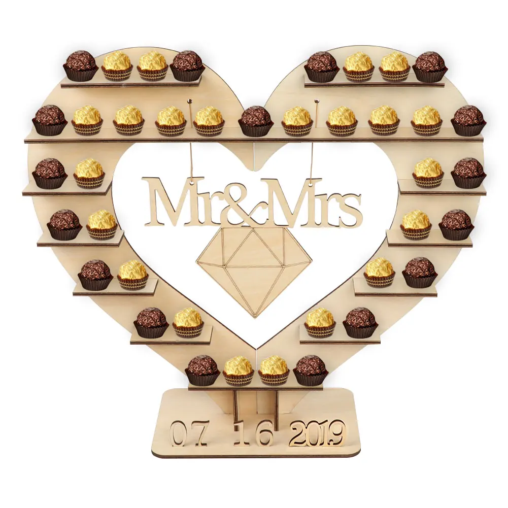 OurWarm Mr and Mrs подставка для шоколада Ferrero Rocher подставка Свадебные украшения Сердце Дерево Свадебные витрины