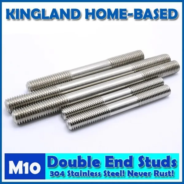 M10 Double End Studs 304 Stainless Steel Double End Thread Tight Adjustable Push Rod Stud Screw