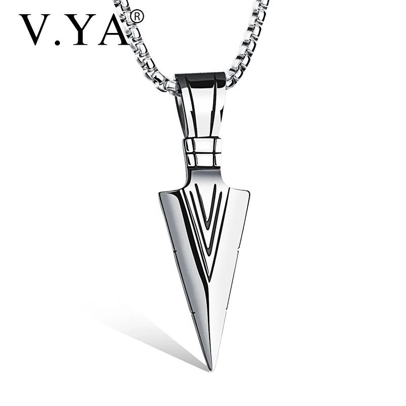 

V.YA Fashion Spear Necklaces For Male Stainless Steel Pendant Black/Silver/Gold Spear Pendant For Men Unique Gift Dropshipping