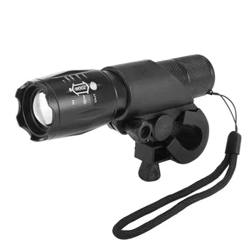 

New T6 5 Modes Super Bright AAA Zoomable Flashlight Torch Suit Flashlight + Holder + Battery + 2 Taillight Led Light Lamp