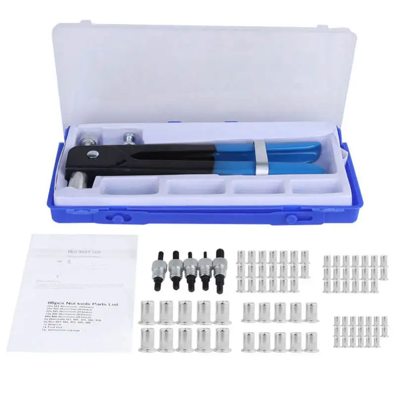 

106pcs Manual Rivets Nut Gun Tool Rivet Nut Set for M3-M8 Manual Threaded Nut Rive Tool kit Nuts Riveters Manual Pull Setter