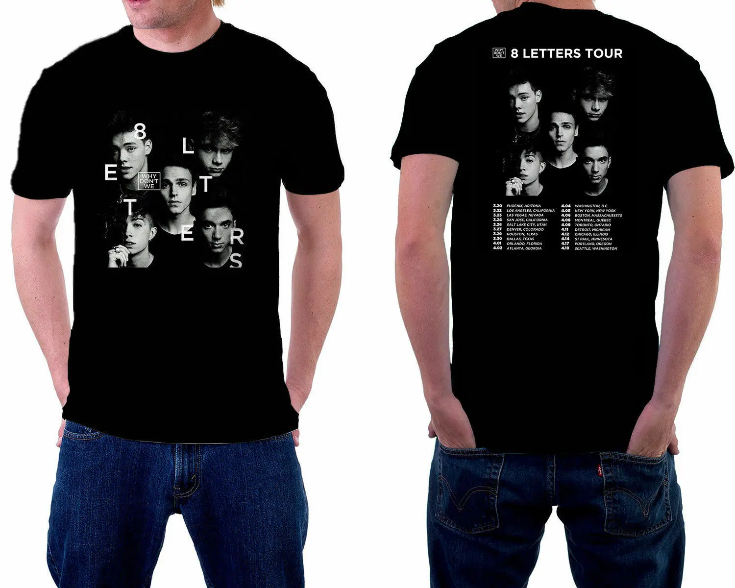 

RARE ITEMS Why Dont We Tour 2019 Tshirt Black Color short Sleeve T-shirt S-3XL