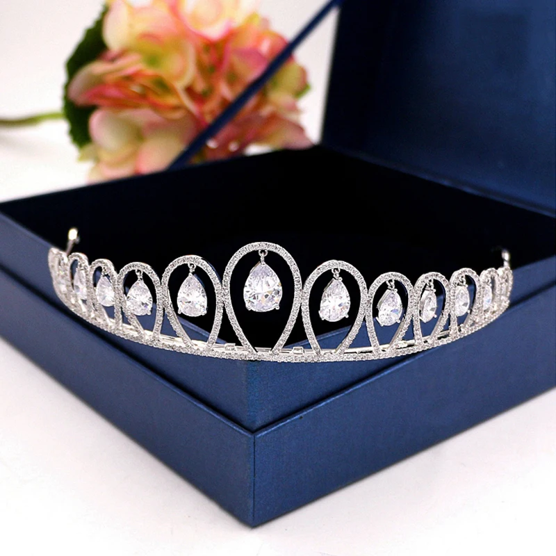

Gorgeous Bridal Headdress Zircon Crown Wedding Tiaras and Crown Rhinestone Pageant Prom Anniversary Crystal Crown Hairband